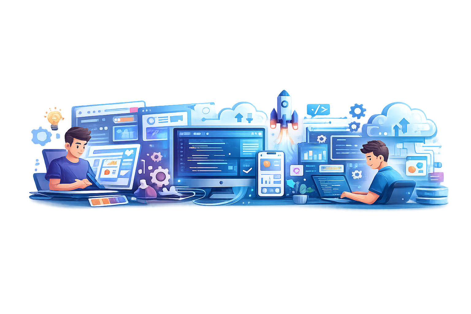Software development — code editor, browser preview, git workflow
